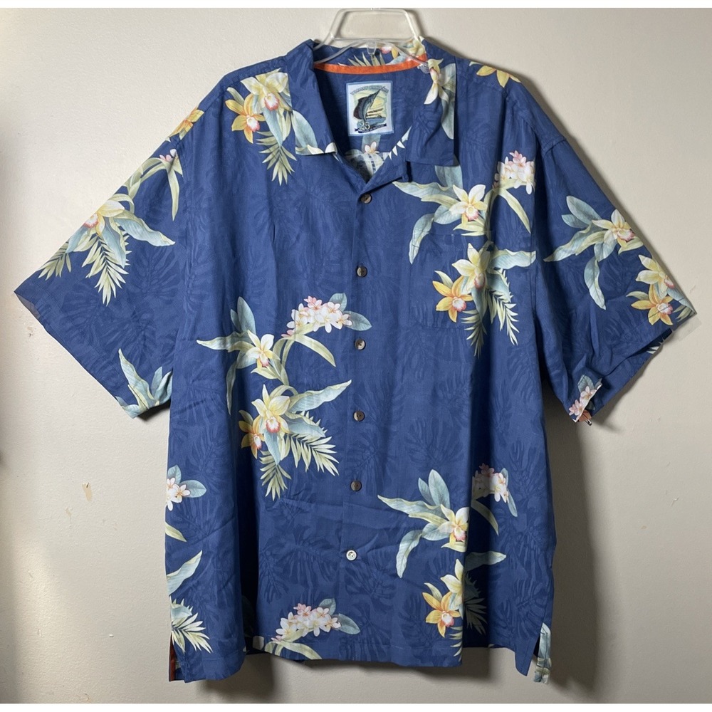 Tommy Bahama Silk Button Up Tropical Floral Hawaiian Camp Shirt Men's Size XXL